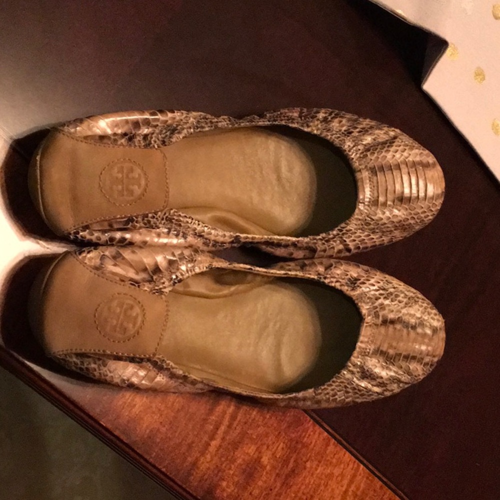 Tory Burch Edie snakeskin flats